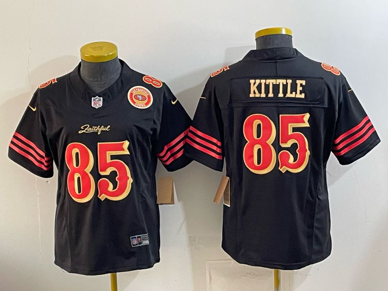 Youth 2026 San Francisco 49ers #85 Kittle Black gold Nike Limited NFL Jersey style 07->youth nfl jersey->Youth Jersey